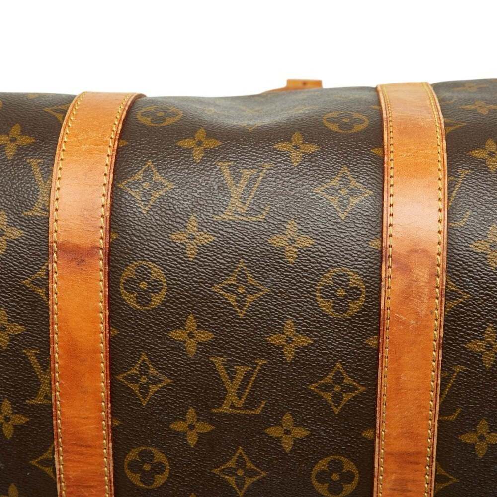 LOUIS VUITTON Authentic Brown Monogram Leather Keepall 55 Boston Bag - Picture 9 of 14